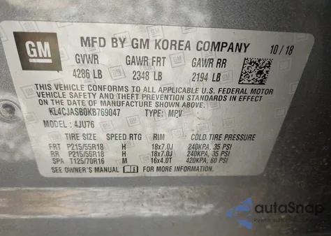2019 Buick Encore Fwd Preferred from USA, damaged, VIN KL4CJASB0KB769047